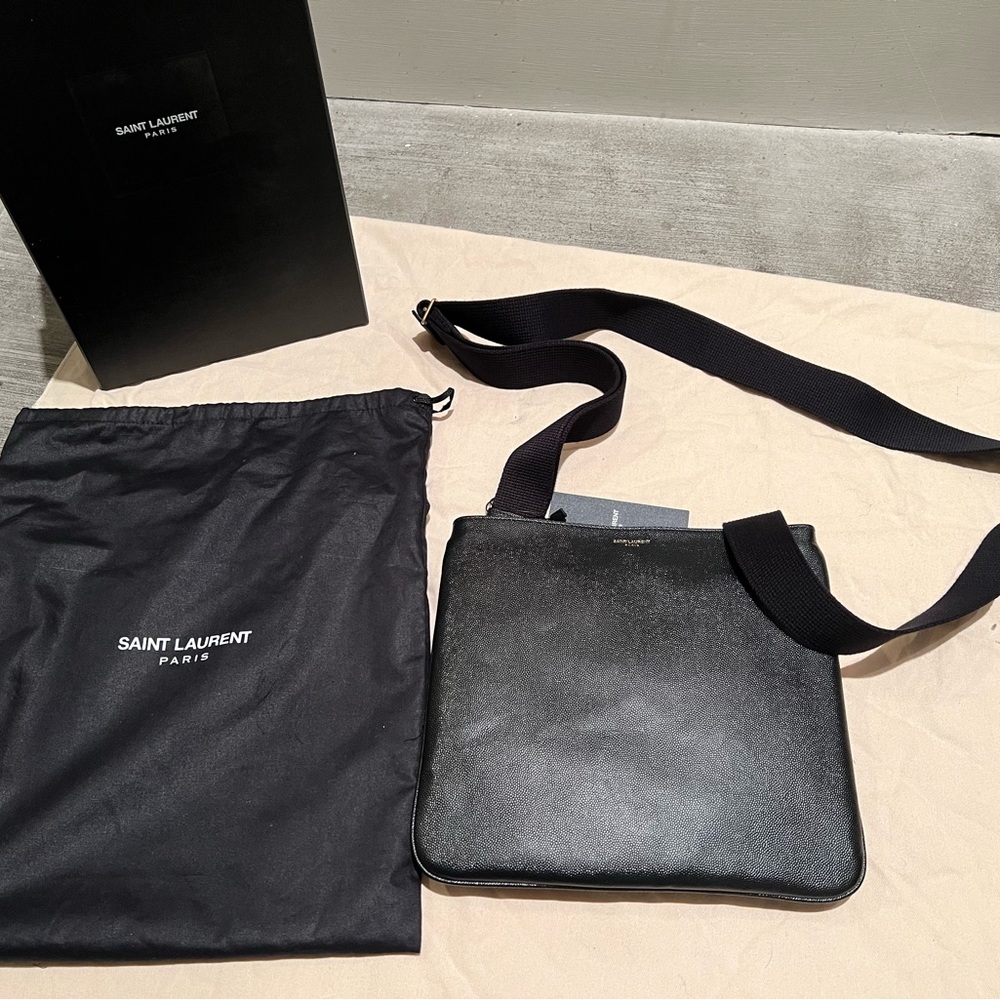 Saint Laurent Grained Leather Crossbody Bag New